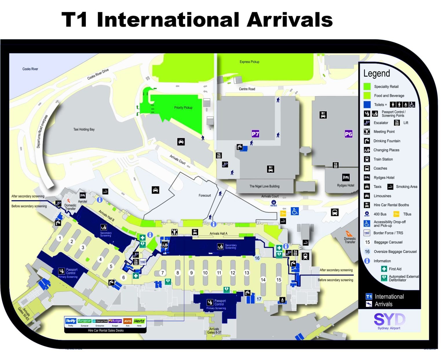 Terminal Map At The Sydney Airport Syd