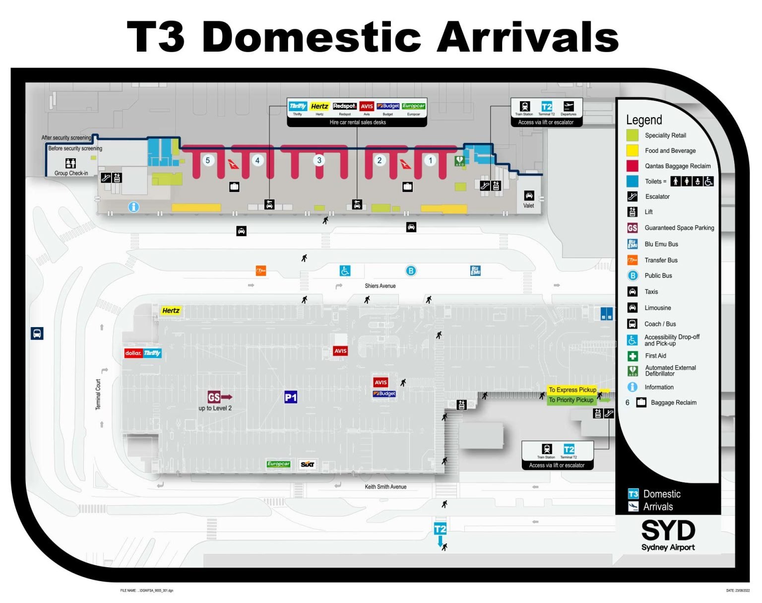 Terminal 3 Sydney International Airport SYD map