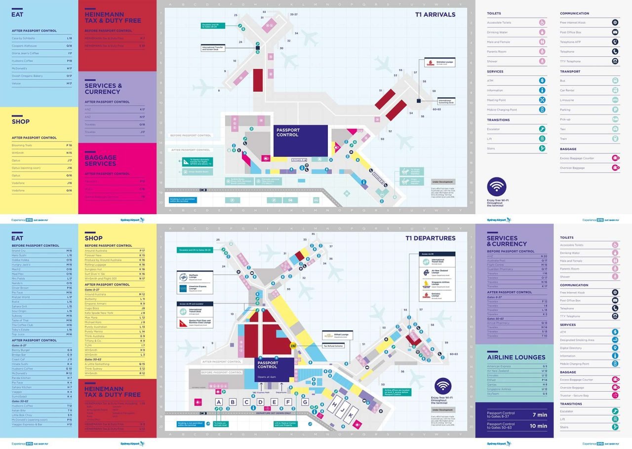 Terminal 1 Map At The Sydney Airport Syd Terminal 1 Map At The Sydney Airport Syd