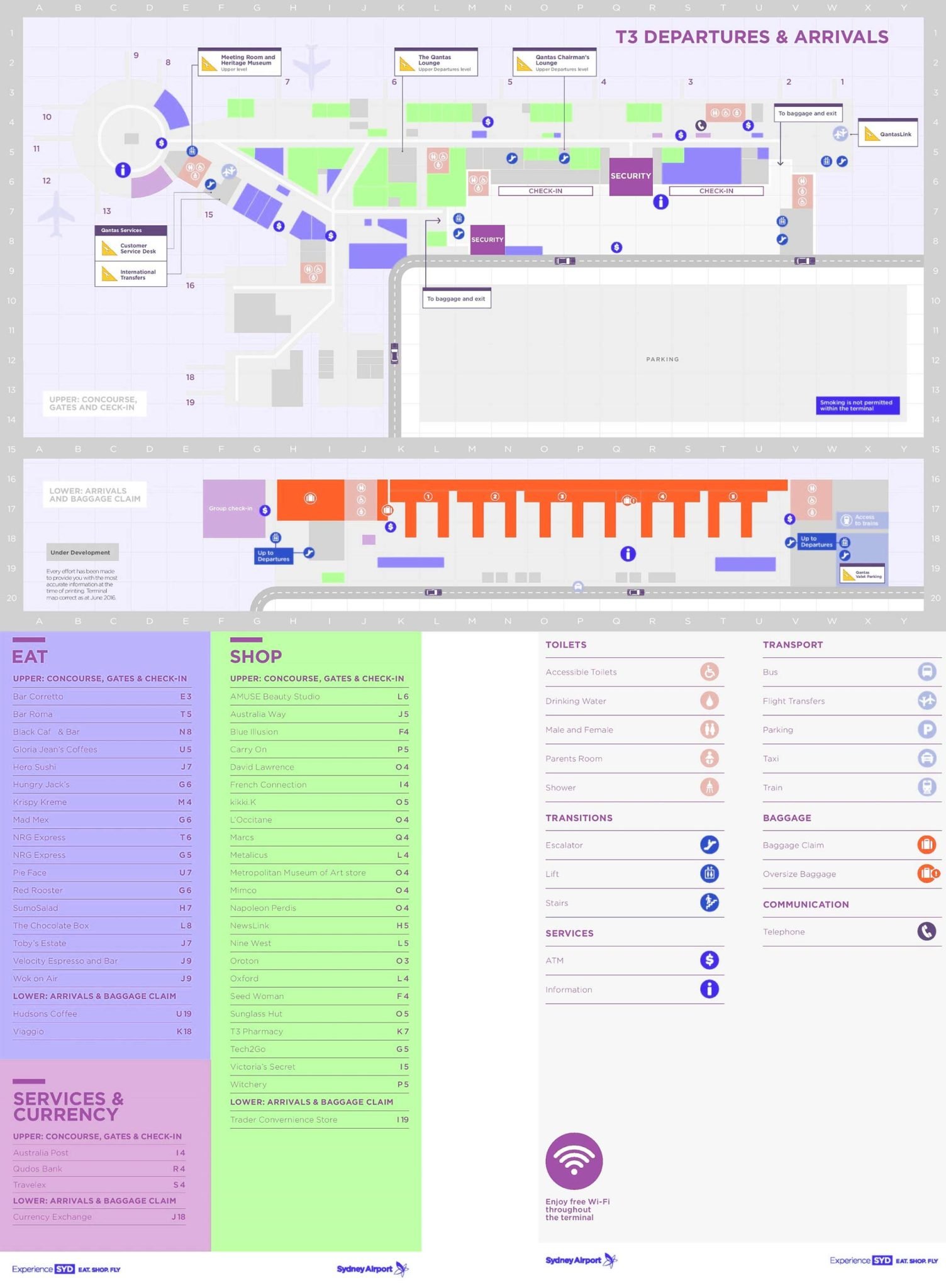 Terminal 3 Sydney International Airport SYD map