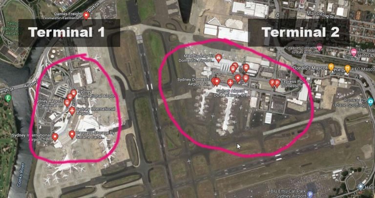 Terminals map Sydney Airport Kingsford Smith SYD