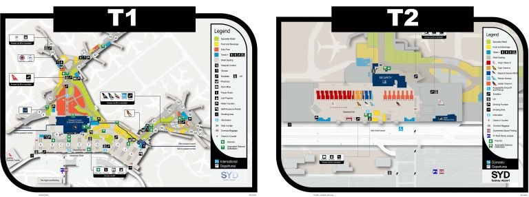 Terminals map Sydney Airport Kingsford Smith SYD