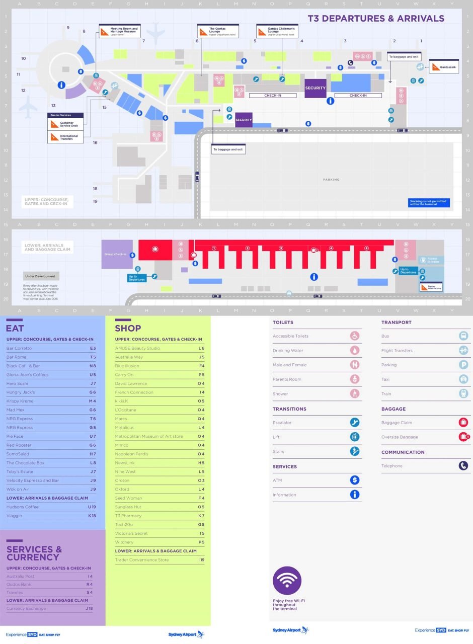 Terminals map Sydney Airport Kingsford Smith SYD